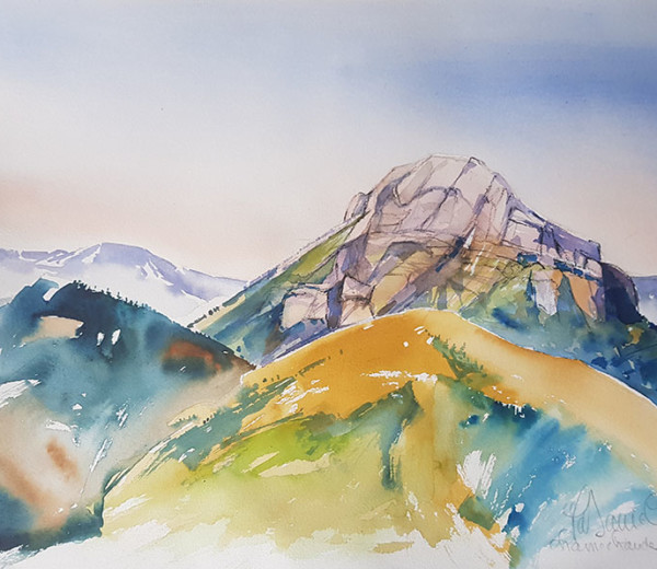 Chamechaude face est aquarelle 2025 35×45 dispo