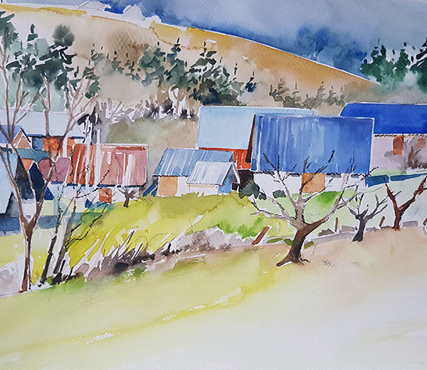 Toits Chartrousains Aquarelle 2025 35X45