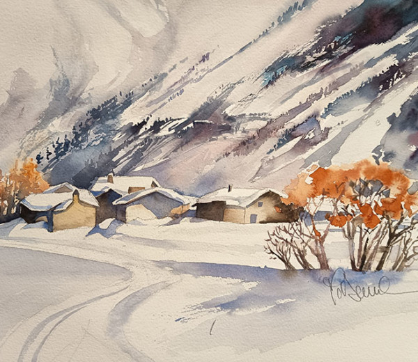 Fond de vallée aquarelle 30×40 2026